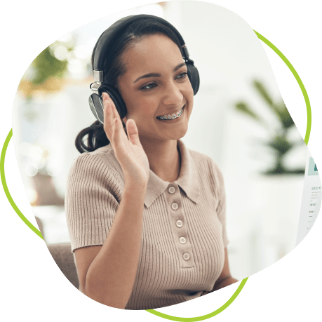 receptionist with headphone