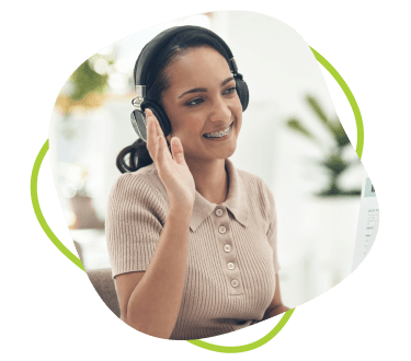 receptionist with headphone